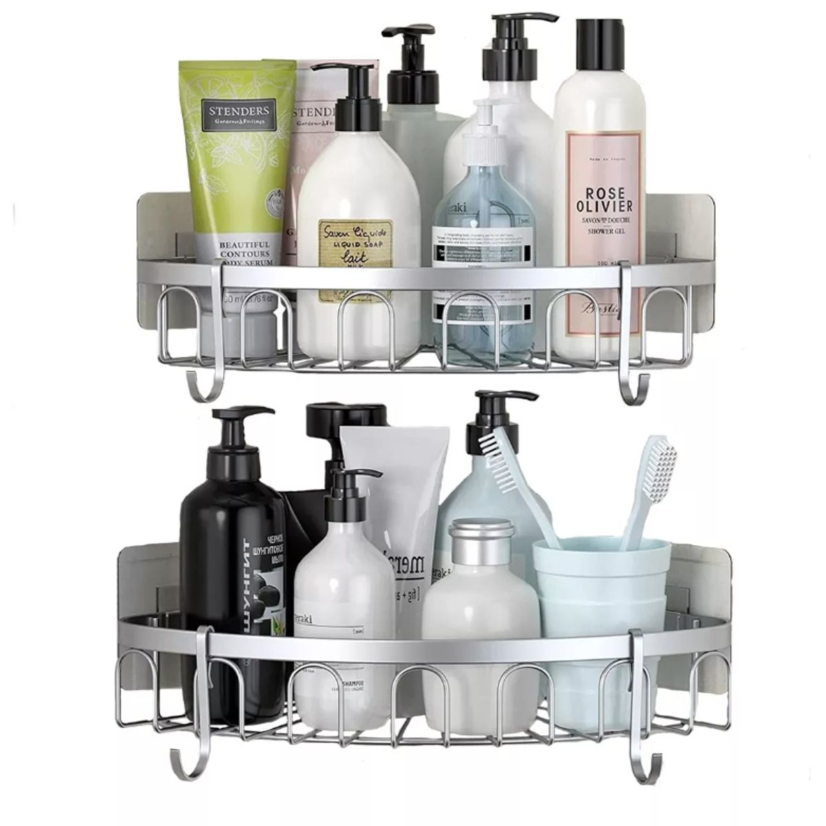 GENERICO - Esquinero Organizador Ducha Baño Adhesivo Set 2 Inoxidable