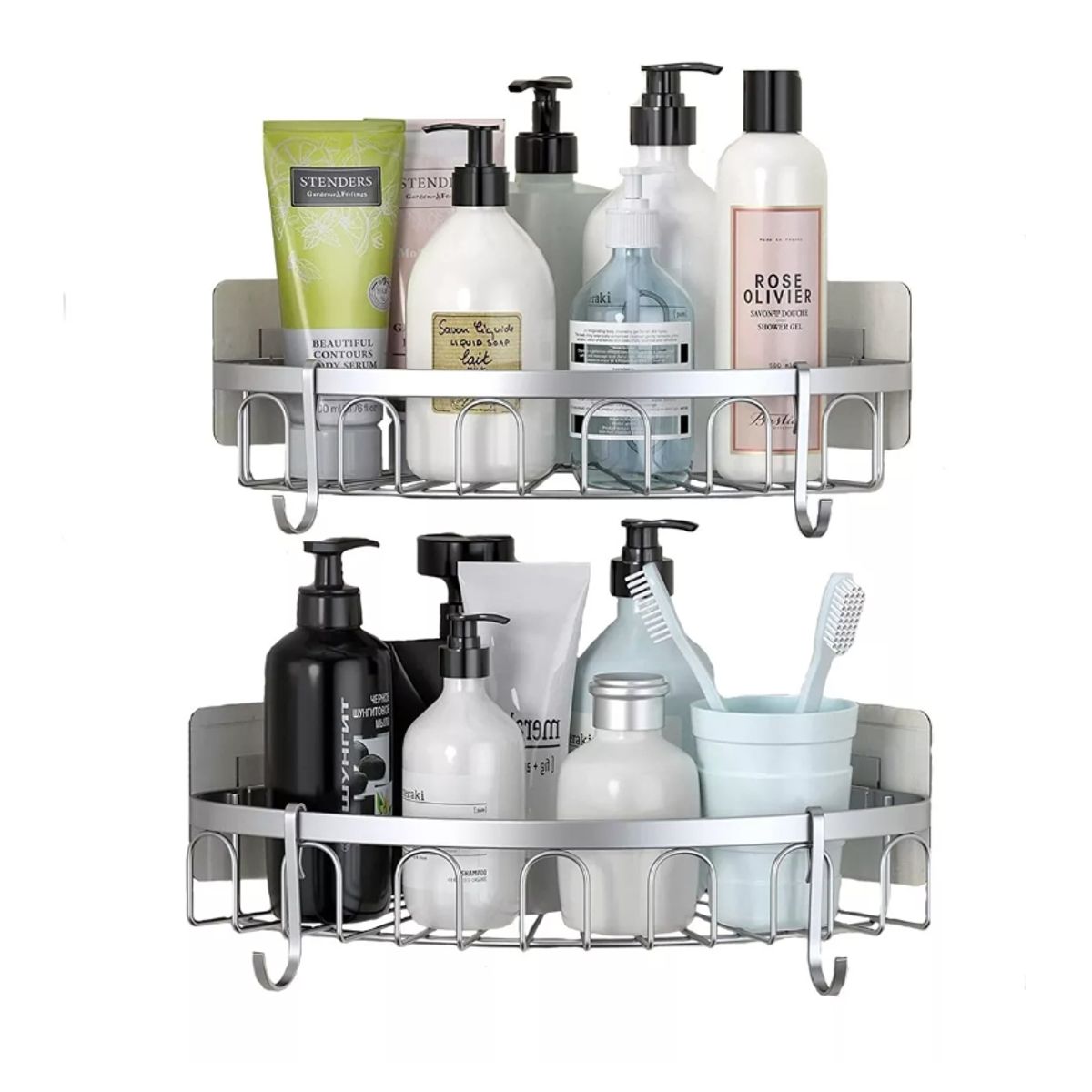 GENERICO - Esquinero Organizador Ducha Baño Adhesivo Set 2 Inoxidable