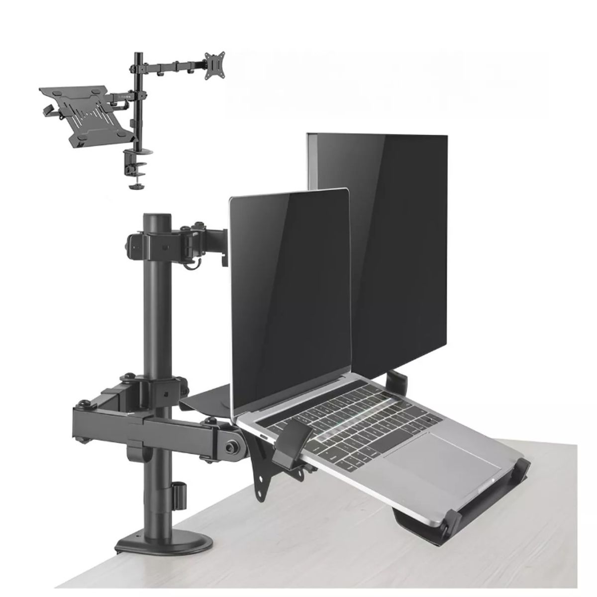 GENERICO - Soporte Brazo Doble Para Monitor Notebook Linkon Escritorio