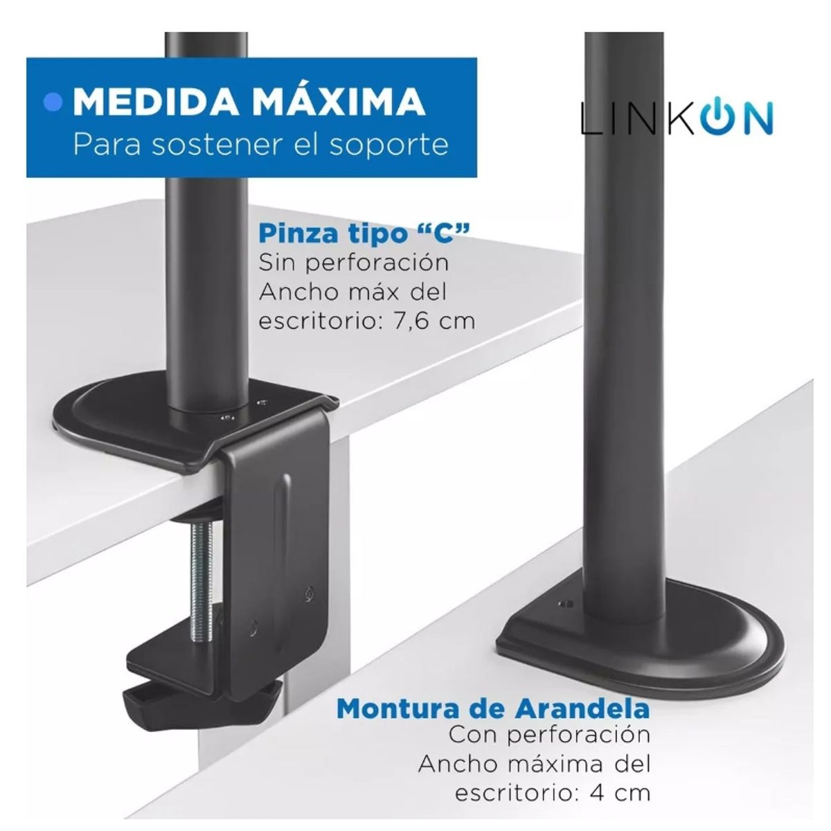 GENERICO - Soporte Brazo Doble Para Monitor Notebook Linkon Escritorio