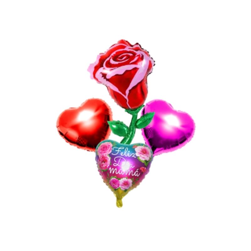 GENERICO - Set Globo Metalico Feliz Dia Mama Rosa