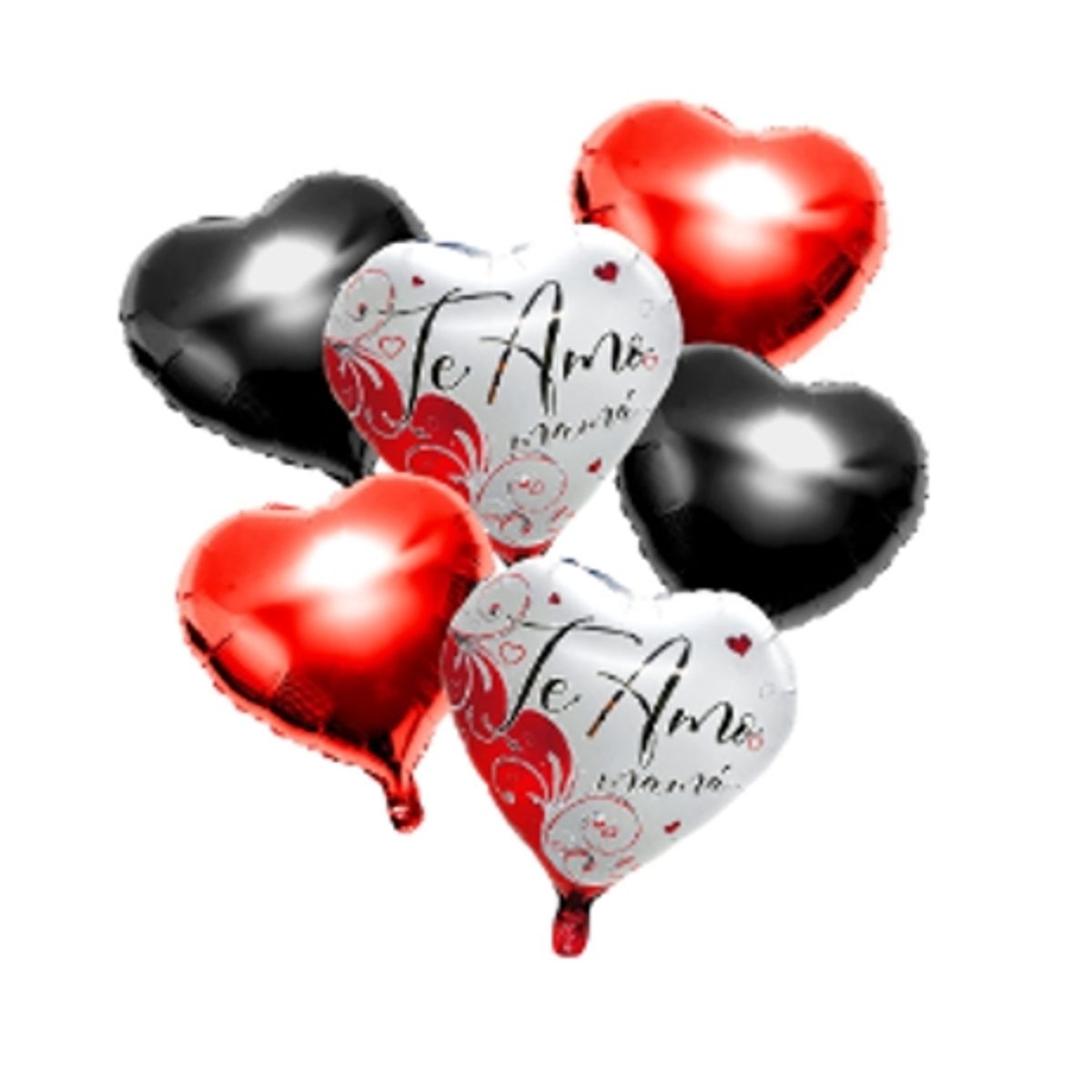 GENERICO - Set Globo Metalico Te Amo Mama Rojo Con Negro