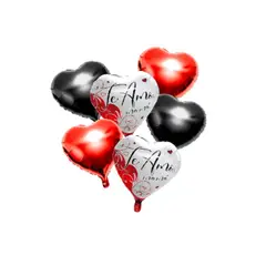 GENERICO - Set Globo Metalico Te Amo Mama Rojo Con Negro