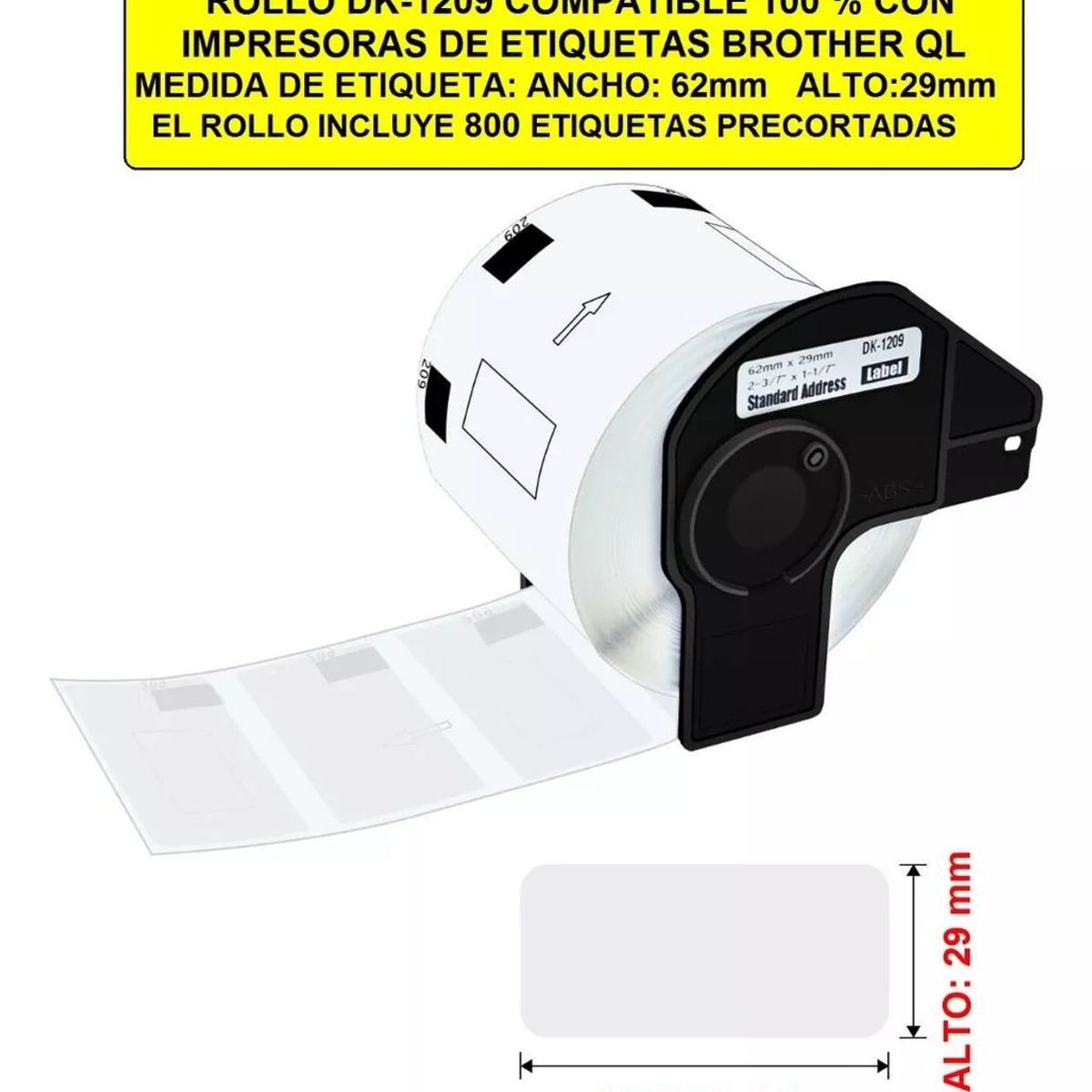 KUANGYE - Rollo De Etiqueta Dk1209 Etiq 62x29mm Impresora Brother Ql