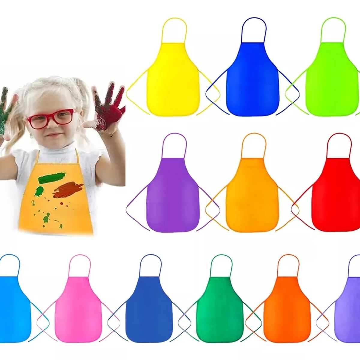 KUANGYE - Delantales De Tela De Niños, 12 Piezas, 12 Colores