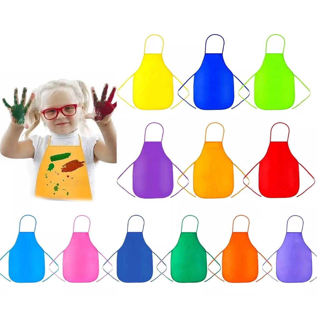 KUANGYE - Delantales De Tela De Niños, 12 Piezas, 12 Colores