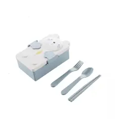 GENERICO - Fiambrera Táper Kawaii Para Niños Y Cubiertos Azul Rosa