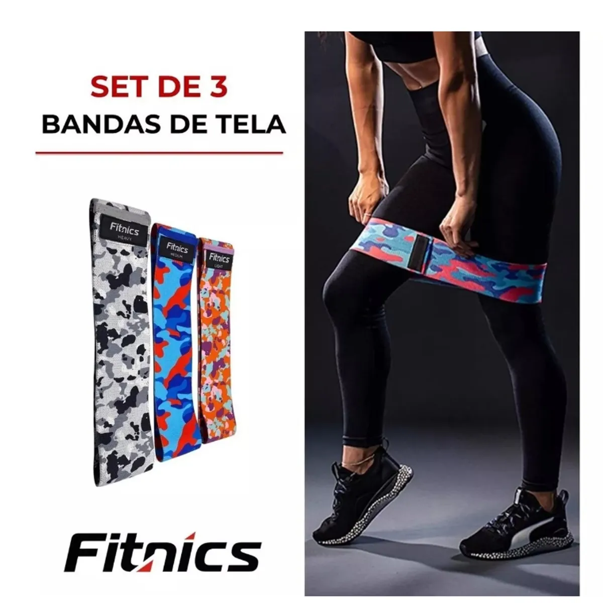 GENERICO - Bandas Resistencia Elasticas  Set X 3 Color Camuflada