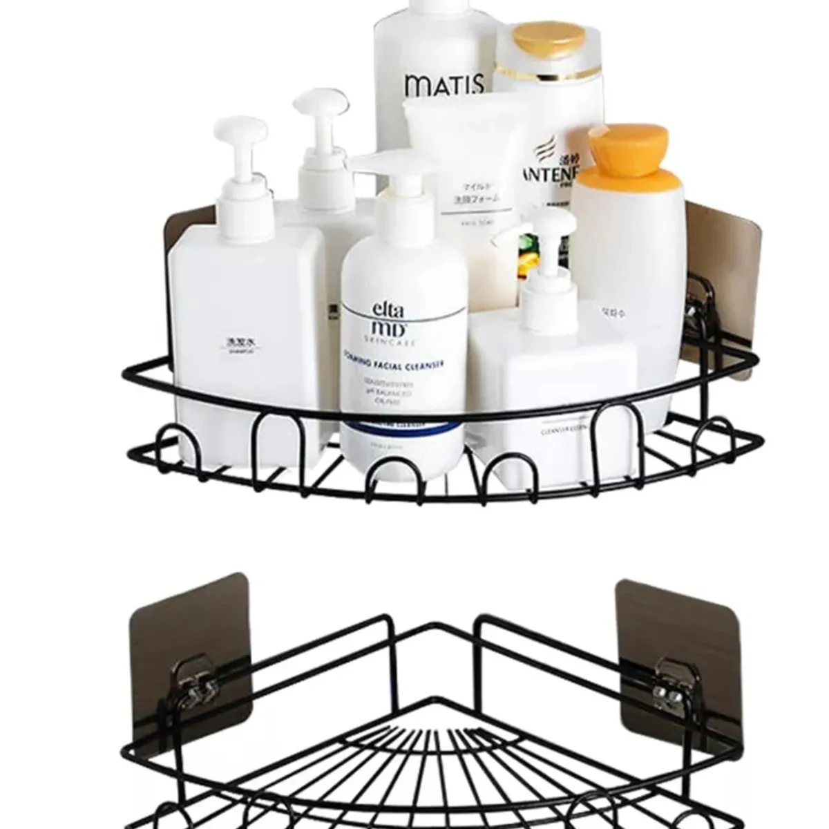 GENERICO - Esquinero Organizador Ducha Baño Adhesivo Set 2 Inoxidable Color Negro