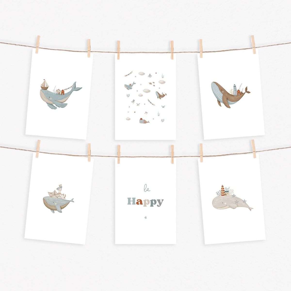 OLIVIA Y SAM - SET DE 6 LAMINAS INFANTILES PARA ENMARCAR OCEANO