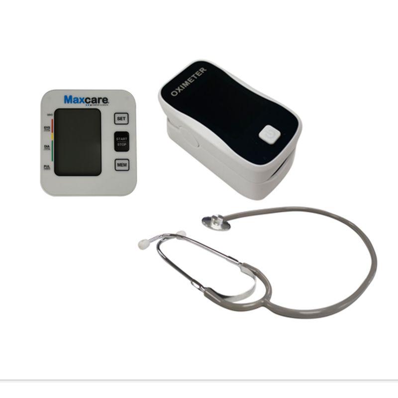 MAXCARE - Pack Toma Presión + Oximetro Pulso + Estetoscopio MAXCARE