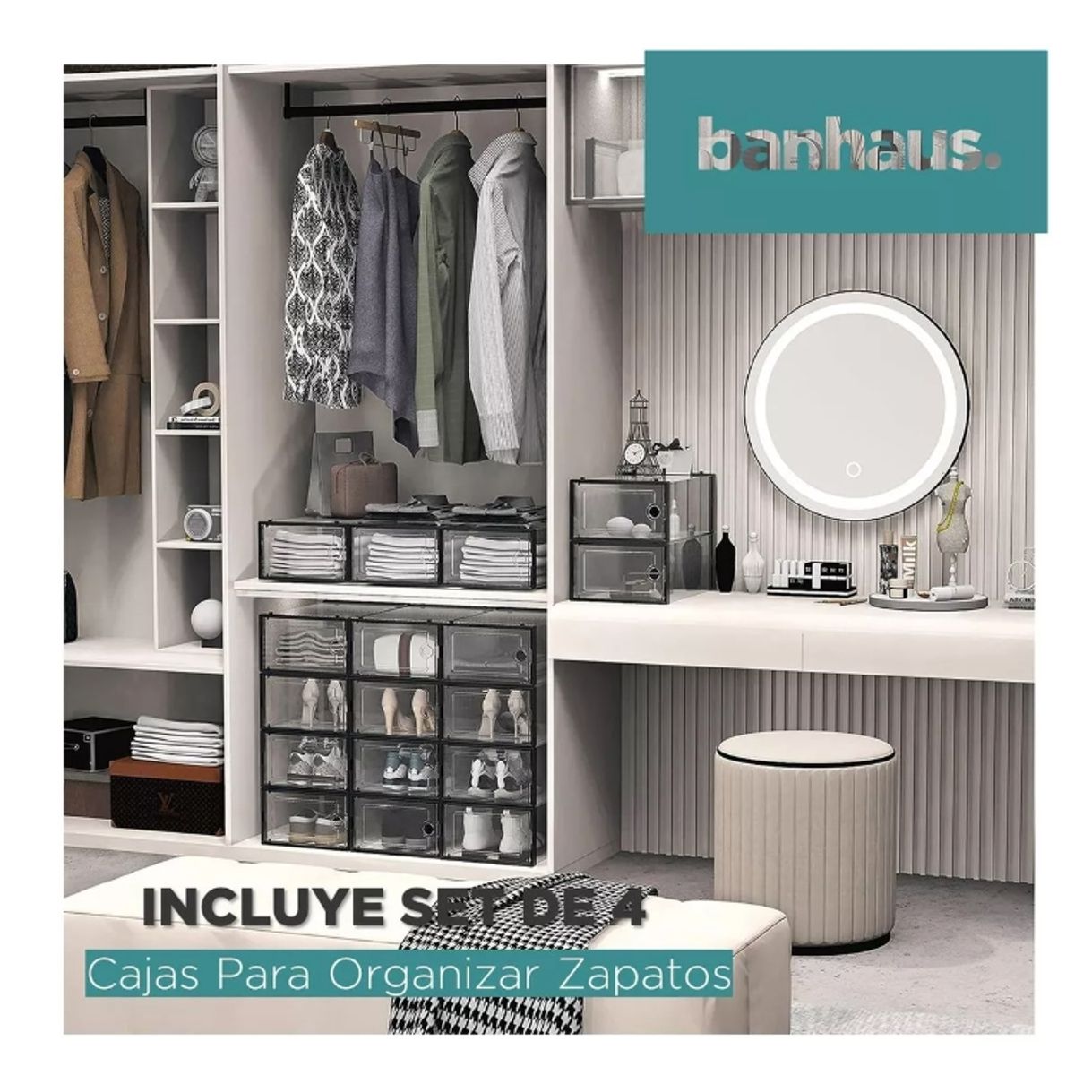 GENERICO - Caja Organizadora Zapatos Set X4 Banhaus Zapatero Apilable