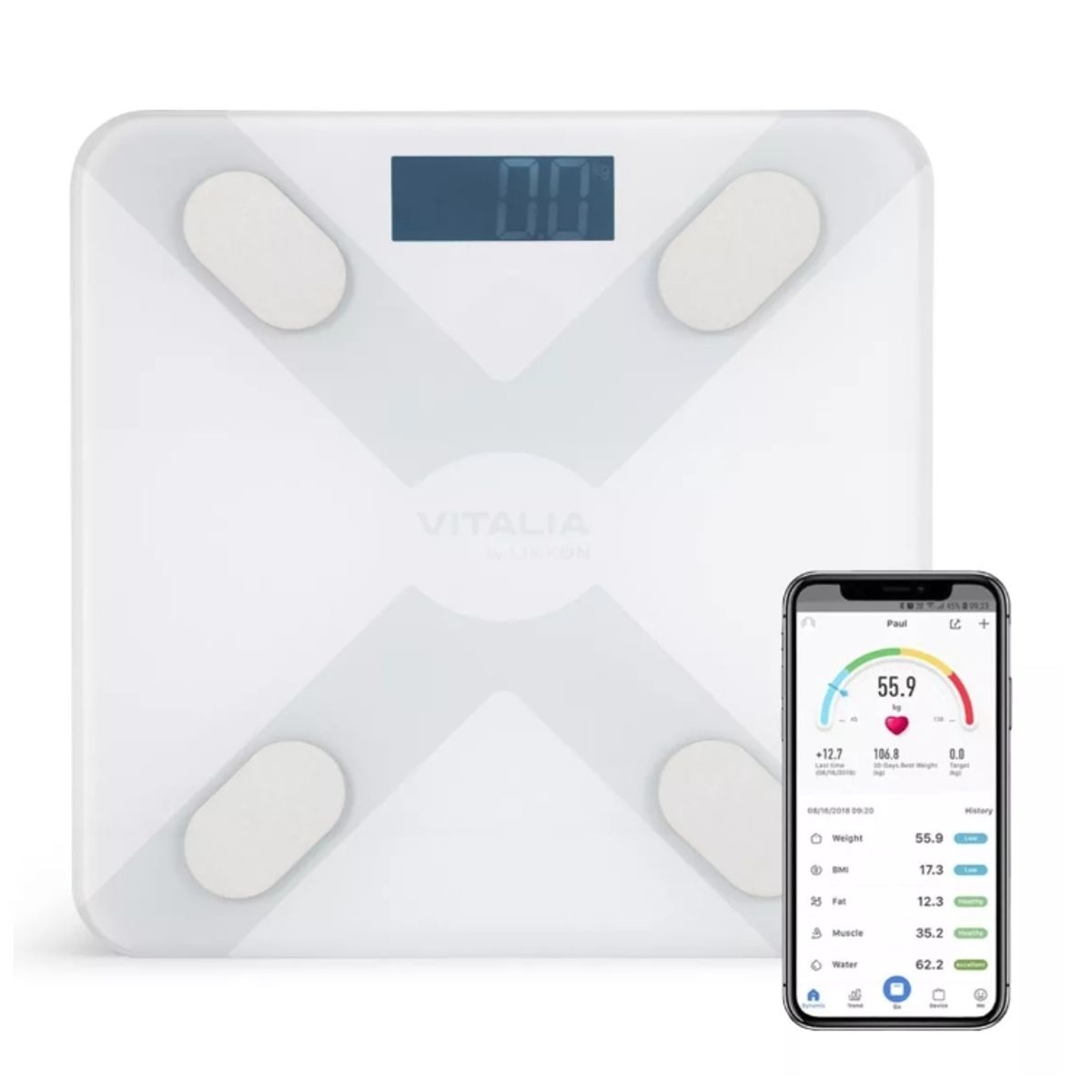 GENERICO - Balanza Pesa Digital Inteligente Vitalia Bluetooth Smart App Color Blanco