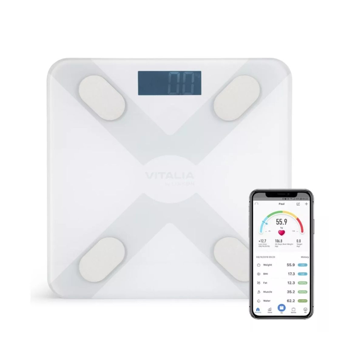 GENERICO - Balanza Pesa Digital Inteligente Vitalia Bluetooth Smart App Color Blanco