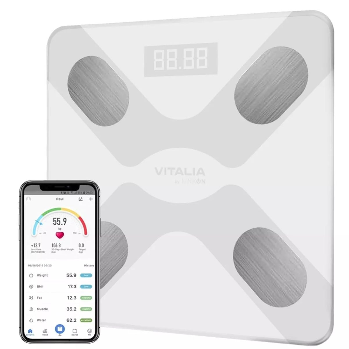 GENERICO - Balanza Pesa Digital Inteligente Vitalia Bluetooth Smart App Color Blanco