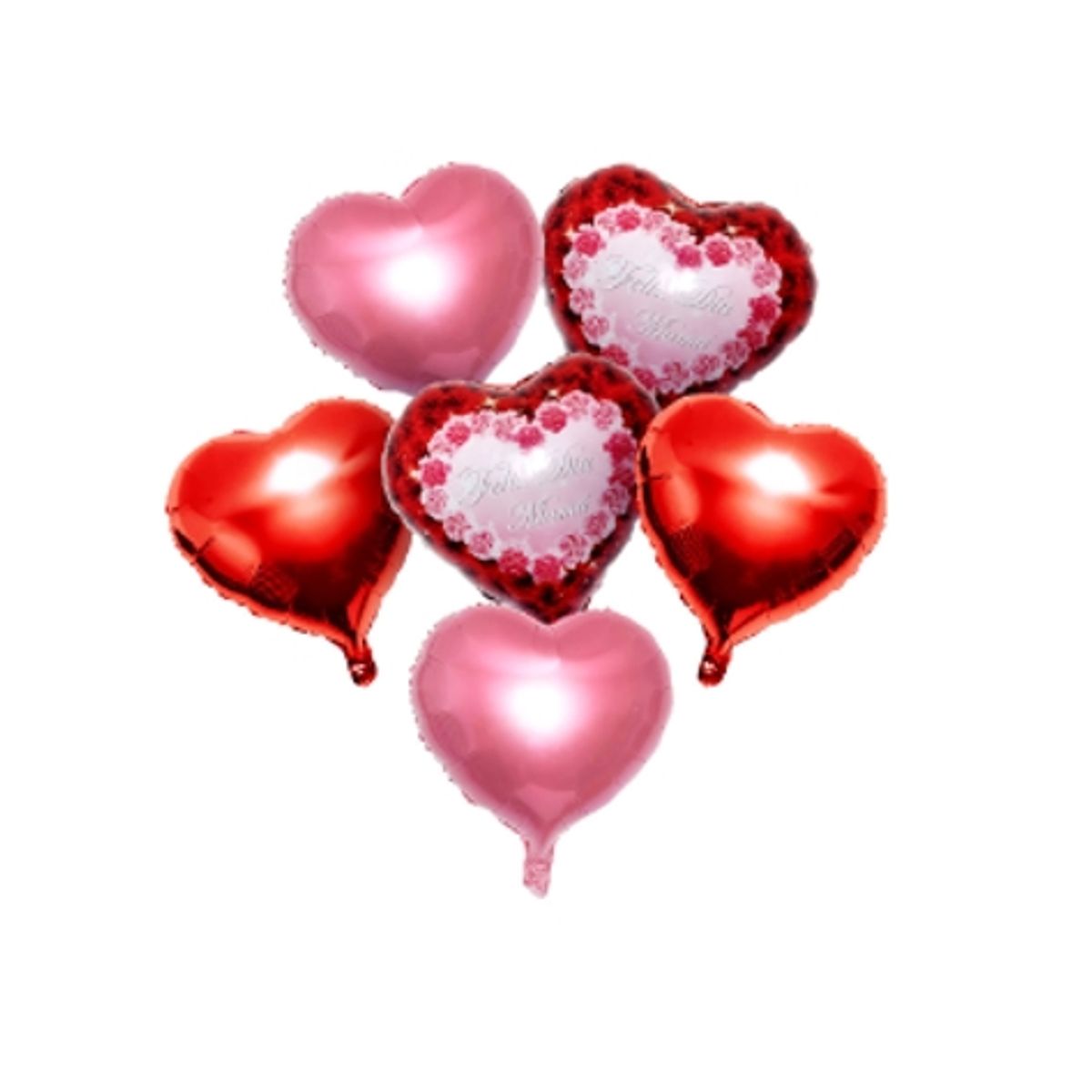 GENERICO - Set Globo Metalico Feliz Dia Mama Rojos y Rosa