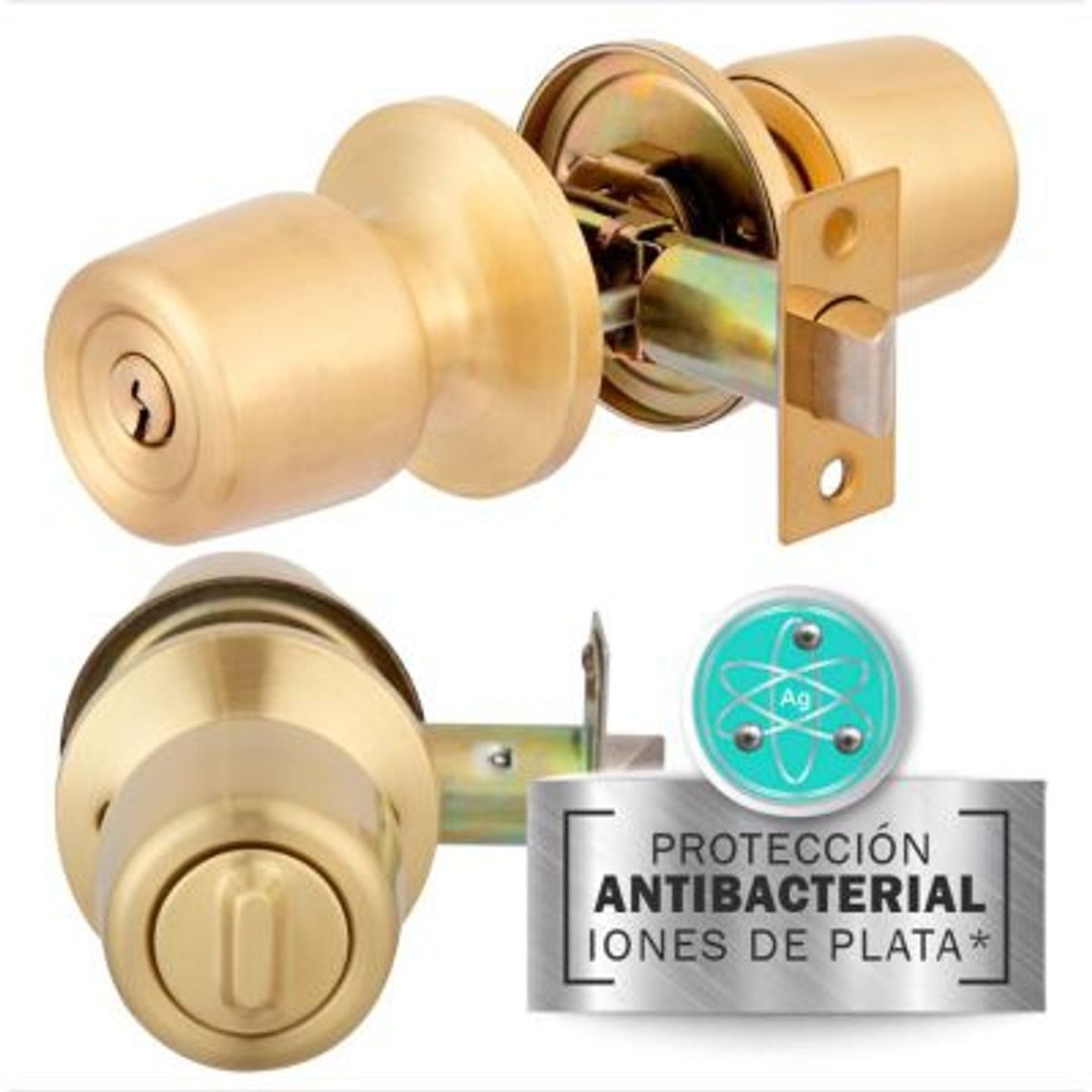 POLI - Pack 2 Cerradura Poli Antibacterial Oficina/Dormitorio