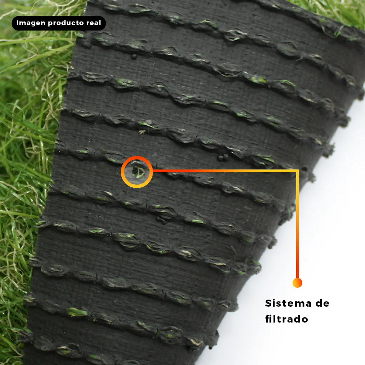 QRUBBER - Pasto Sintético Huilo Huilo 35mm 2mts x 20mts QRubber