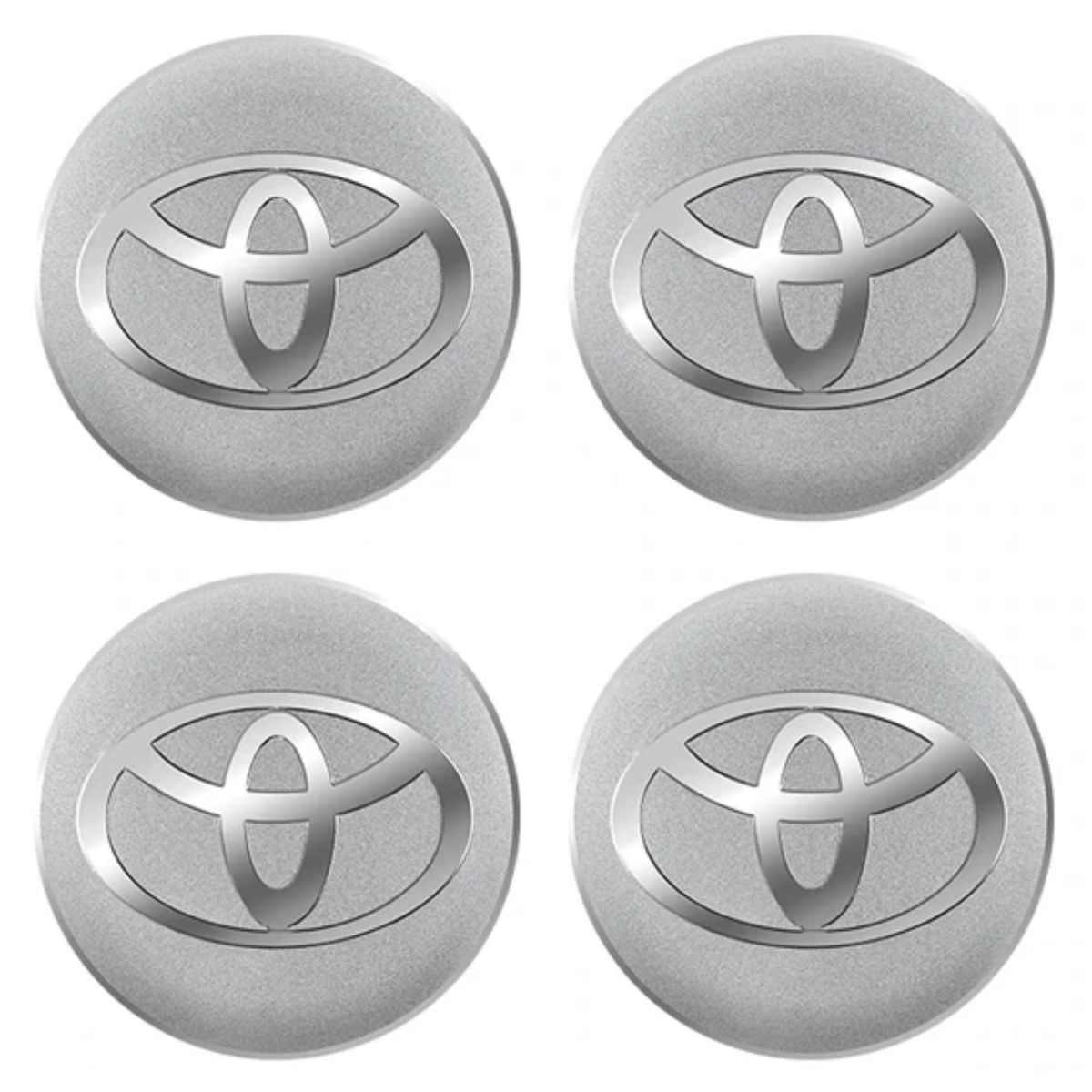 GENERICO - Pegatinas de centro de tapa ruedas Toyota  55mm color plateado.