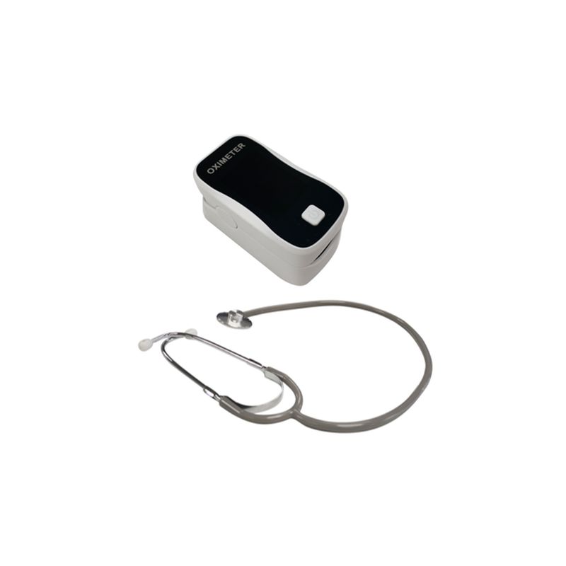 MAXCARE - Pack estetoscopio básico gris + Oxímetro de pulso nuevo MAXCARE