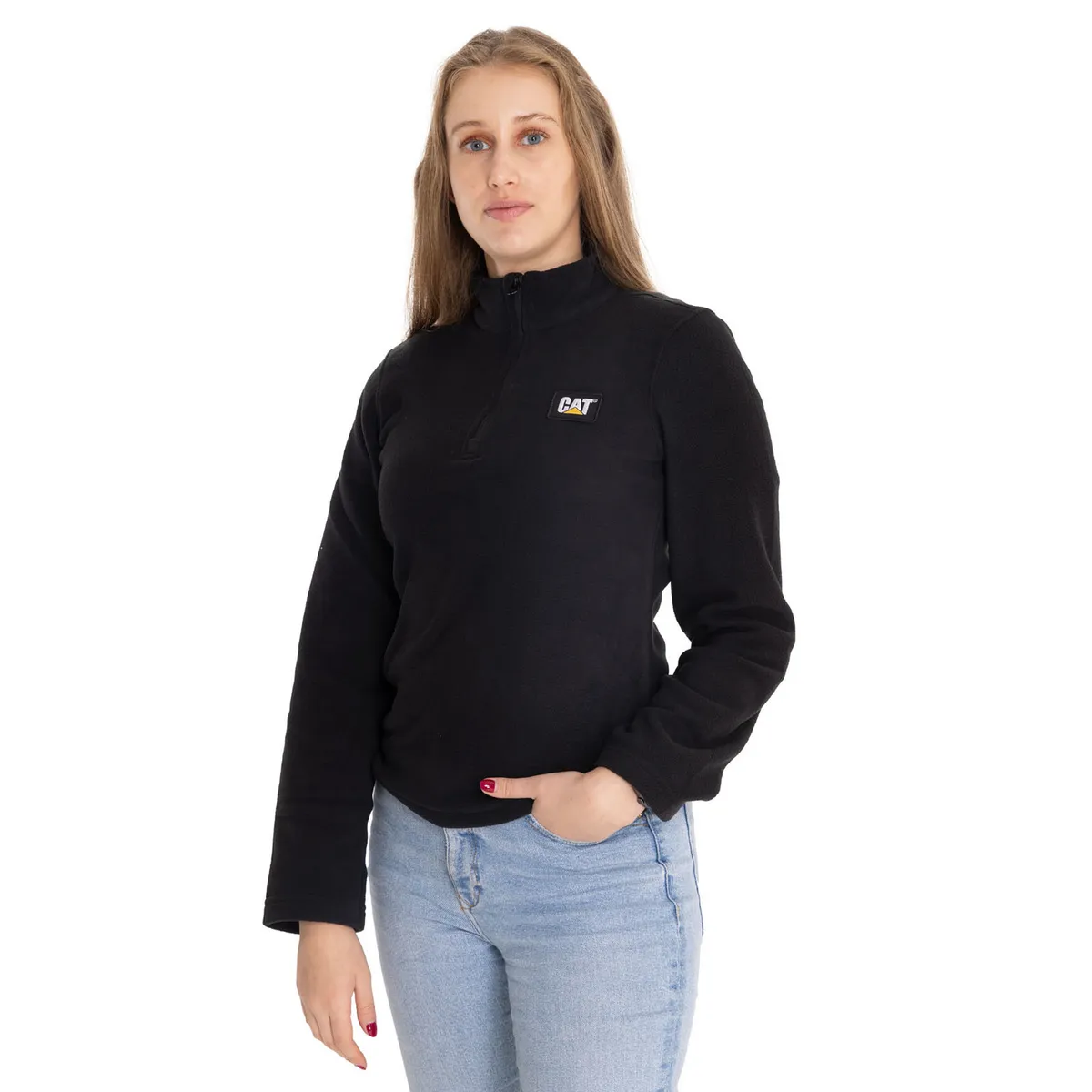 CAT - Polar Mujer Microfleece Quarter Zip Negro CAT