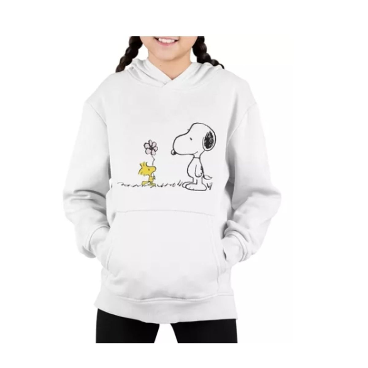 GENERICO - Poleron Infantil Niña Snoopy Charlie Brown Flor Estampado Algodon