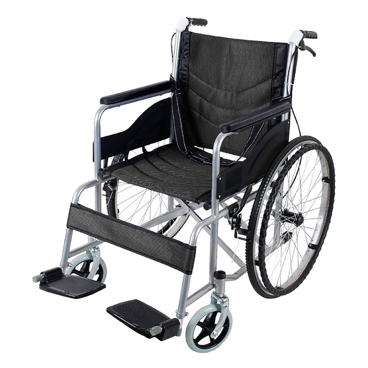 GENERICO - Silla De Ruedas Ligera Plegable Freno Doble Con Descansapies