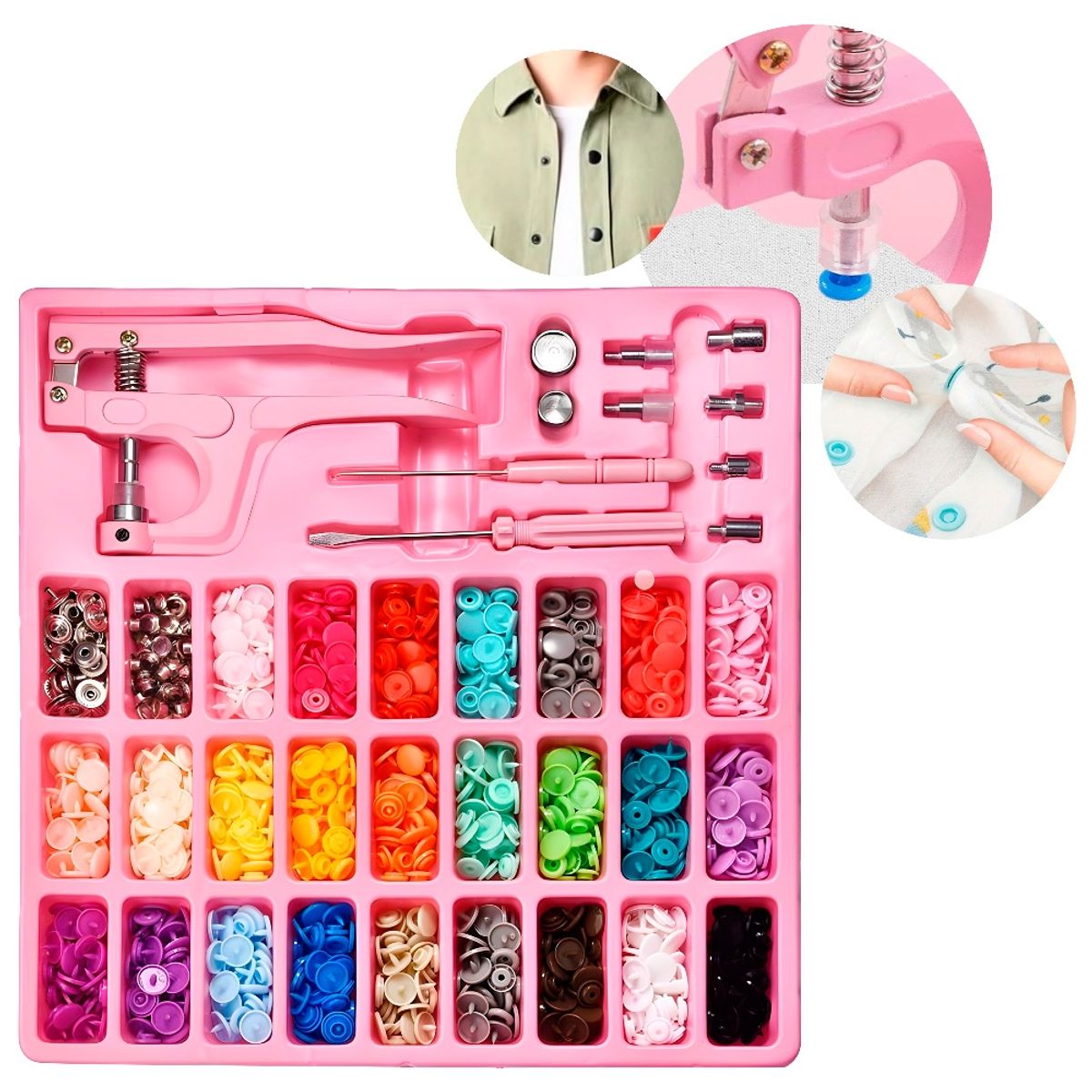 GENERICO - Pinza Remachadora Manual Para Broches 270pcs Rosa
