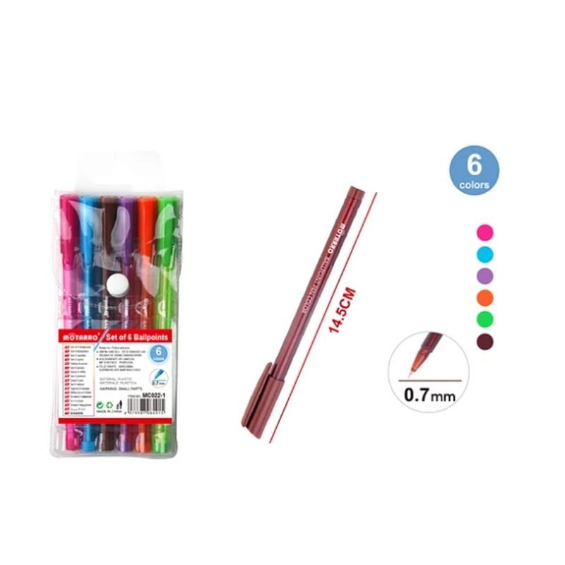 GENERICO - Set Bolígrafos Multicolor 6 Pcs
