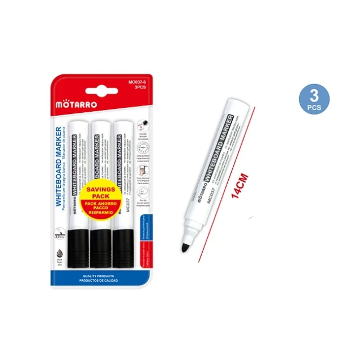 GENERICO - Marcador De Pizarra Negro 3 Pcs