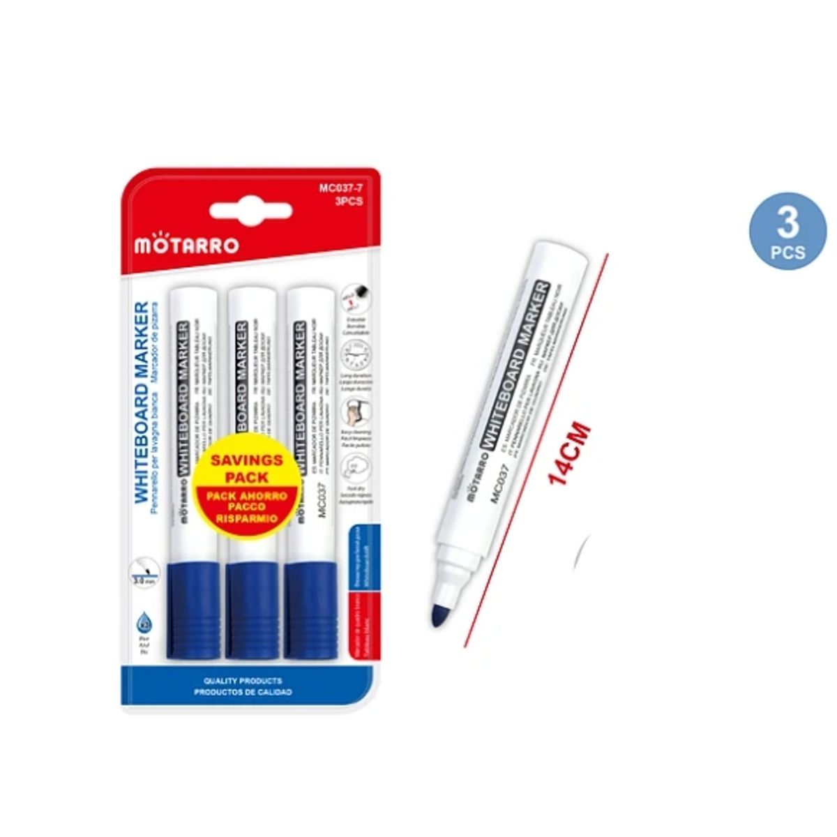 GENERICO - Marcador De Pizarra Azul 3 Pcs