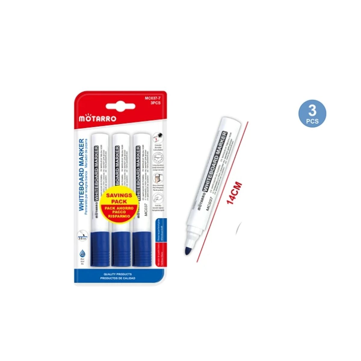 GENERICO - Marcador De Pizarra Azul 3 Pcs