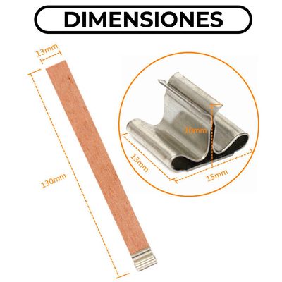 Imagen 2 del producto Mechas De Madera Con Soporte Para Velas 13 X 130 Mm 50 Unds