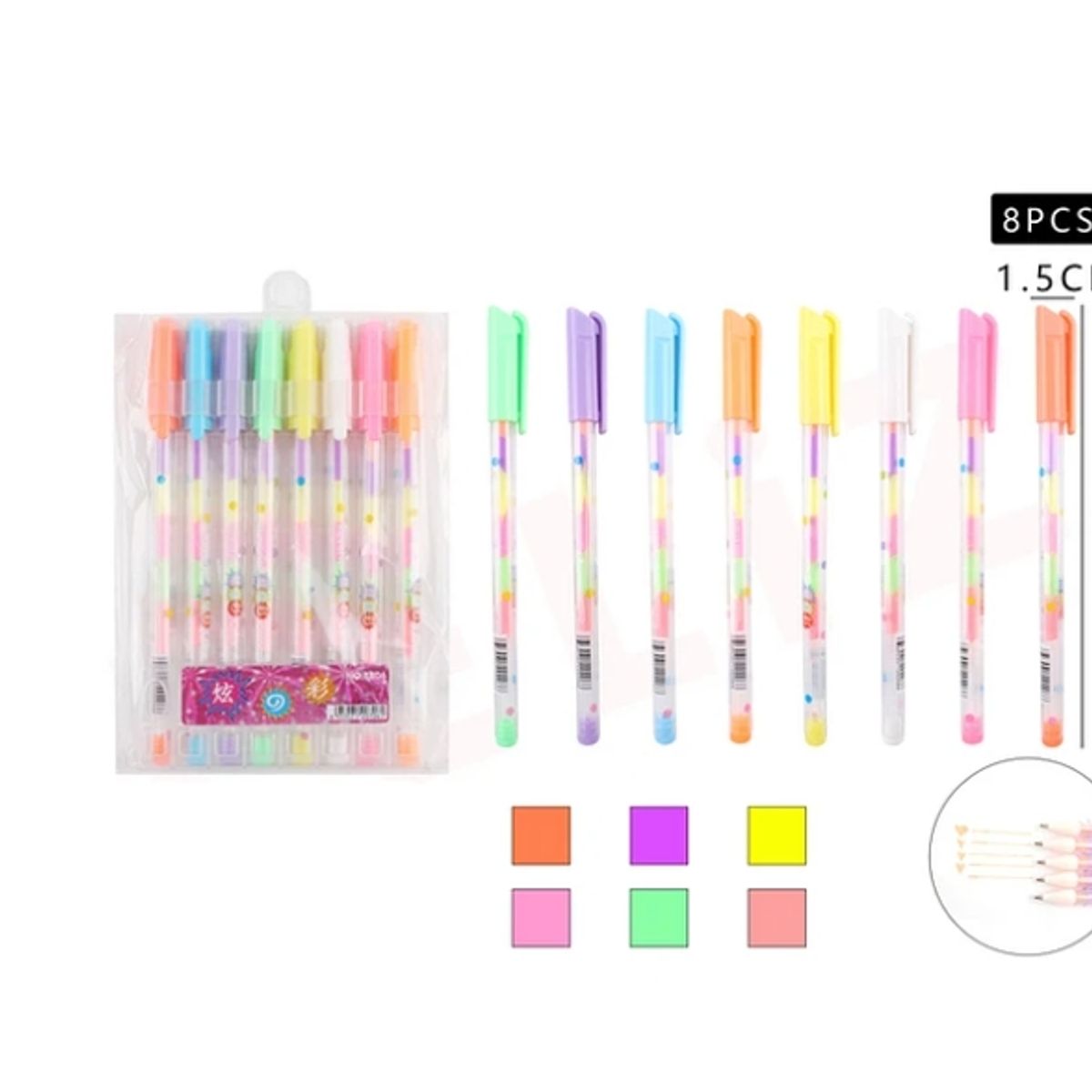 GENERICO - Bolígrafo Gel Multicolor 8 Pcs