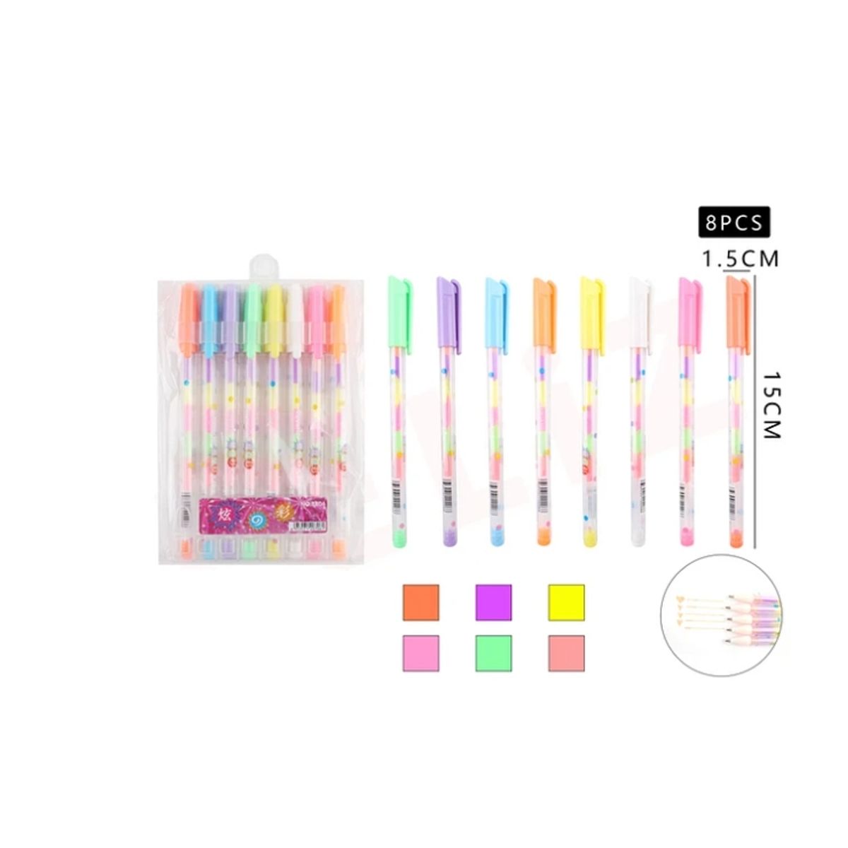 GENERICO - Bolígrafo Gel Multicolor 8 Pcs