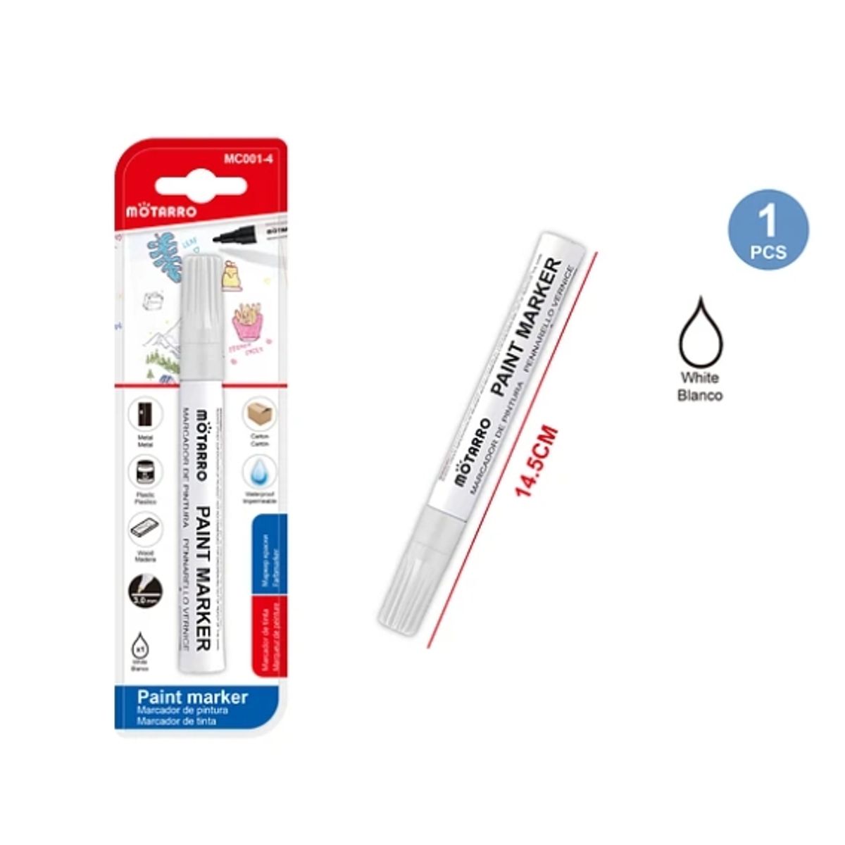 GENERICO - Marcador De Pintura Blanco 14.5 Cm