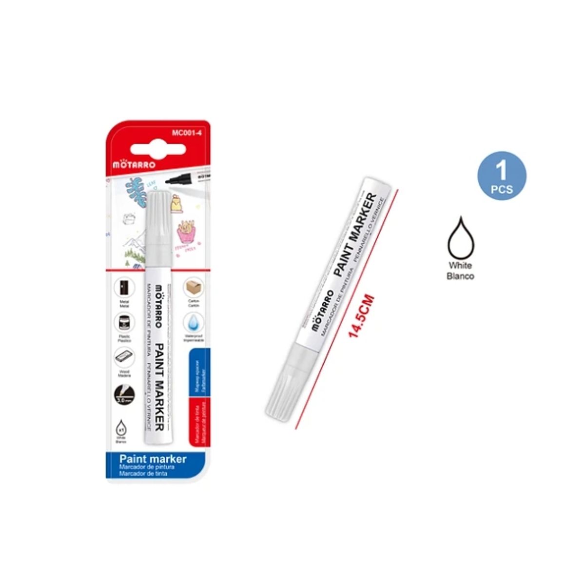 GENERICO - Marcador De Pintura Blanco 14.5 Cm