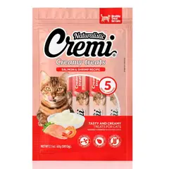 NATURALIST - Naturalistic Snack Gato Cremi Salmon y Camaron, 5 Tubos.