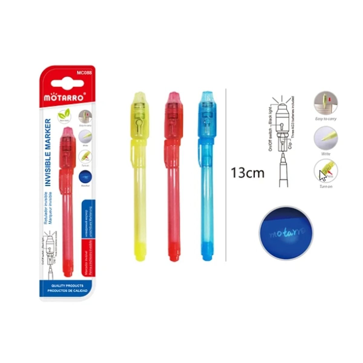 GENERICO - Bolígrafo Invisible 13 Cm Set 3 Unidades