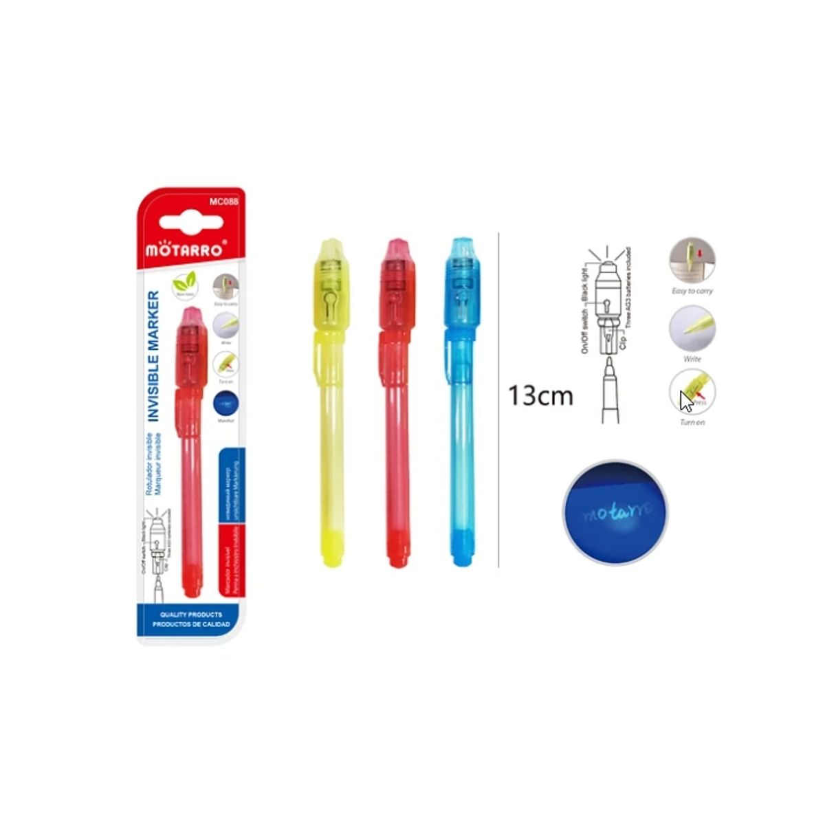 GENERICO - Bolígrafo Invisible 13 Cm Set 3 Unidades