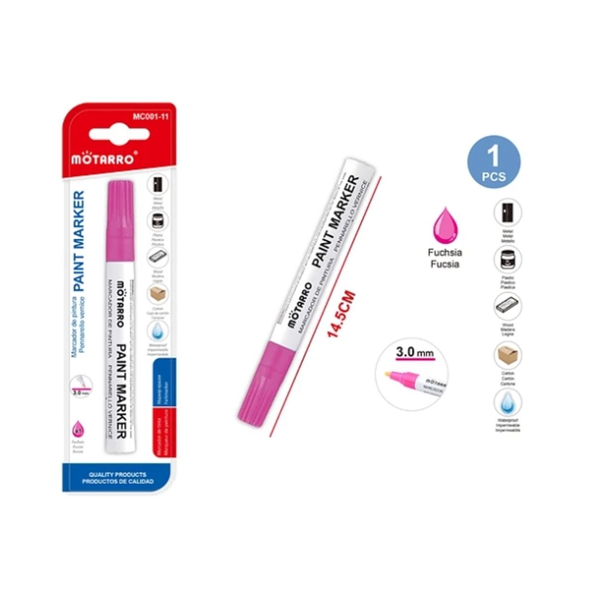 GENERICO - Marcador De Pintura Fucsia 14x5Cm