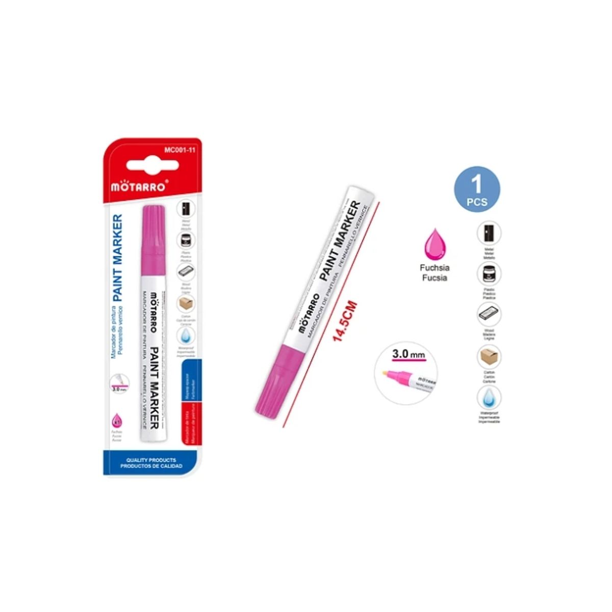 GENERICO - Marcador De Pintura Fucsia 14x5Cm