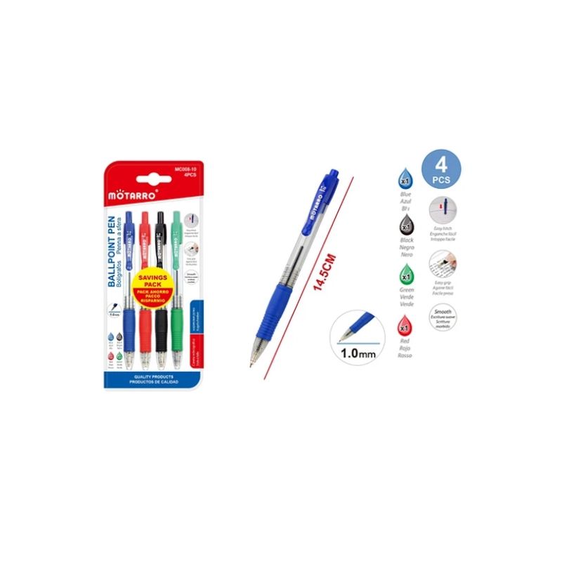 GENERICO - Set Bolígrafos 4 Colores 4 Pcs