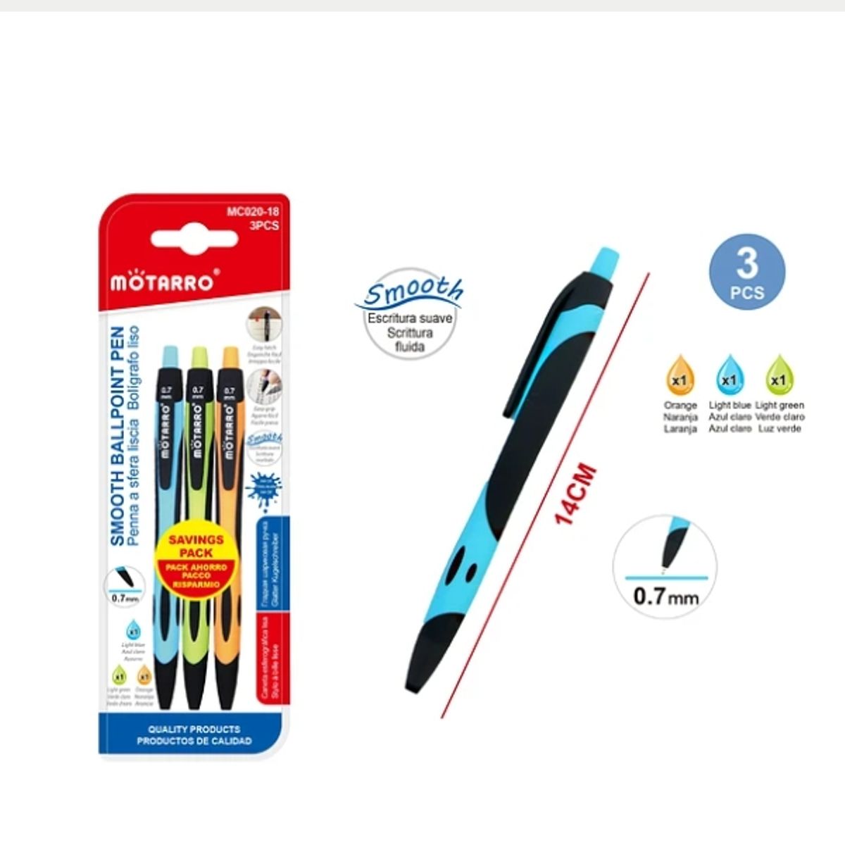 GENERICO - Set Bolígrafo Colores 14Cm 3Pcs