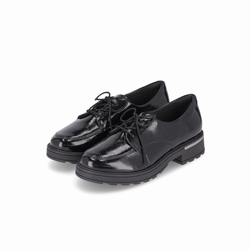 PICCADILLY - Mocasín Gisa/Cordones Negro Charol Piccadilly