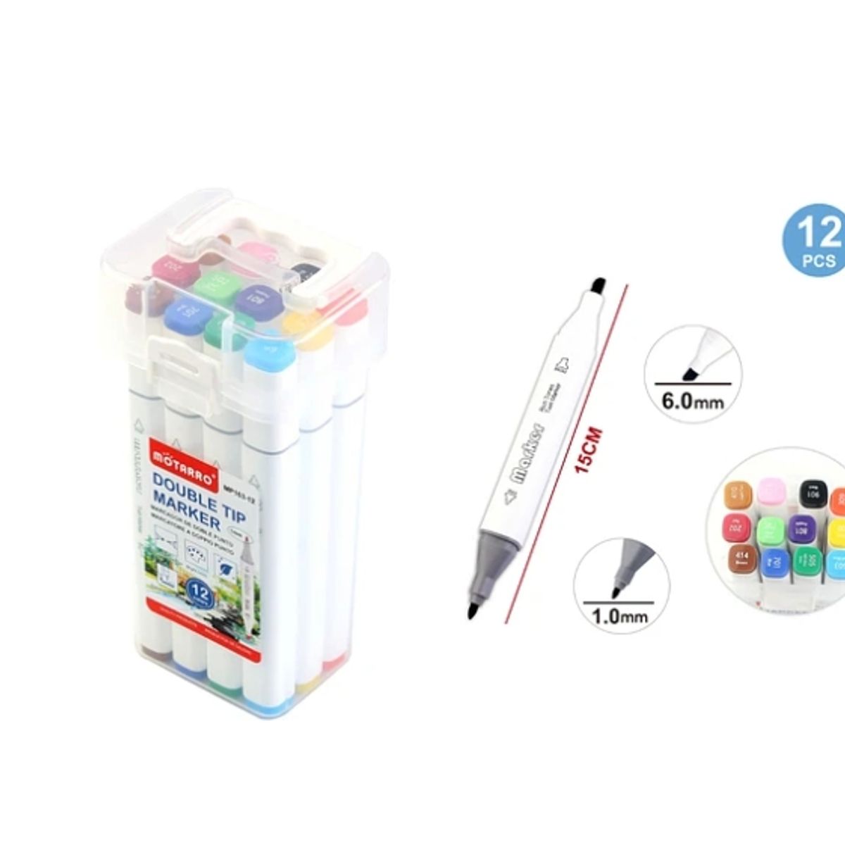 GENERICO - Marcadores De Colores + Caja 12 Pcs