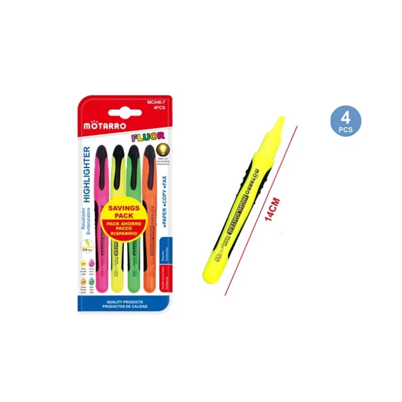 GENERICO - Marcadores Destacadores Pack Ahorro 4 Pcs