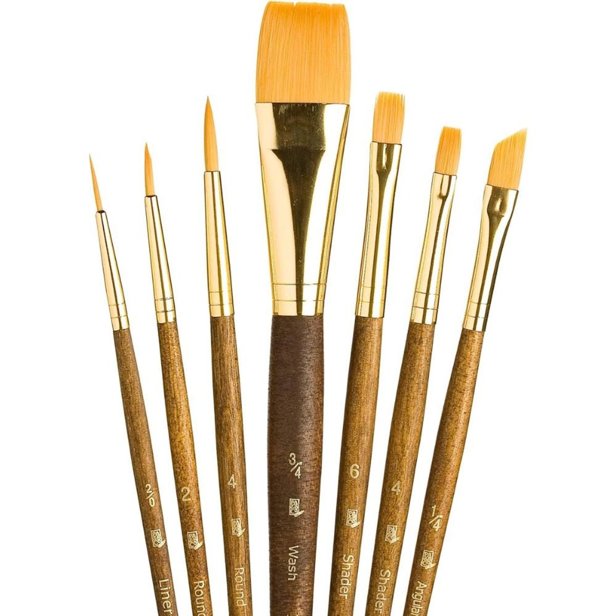 PRINCETON - Set 7 Pinceles Princeton Mango Corto Pelo Taklon Dorado