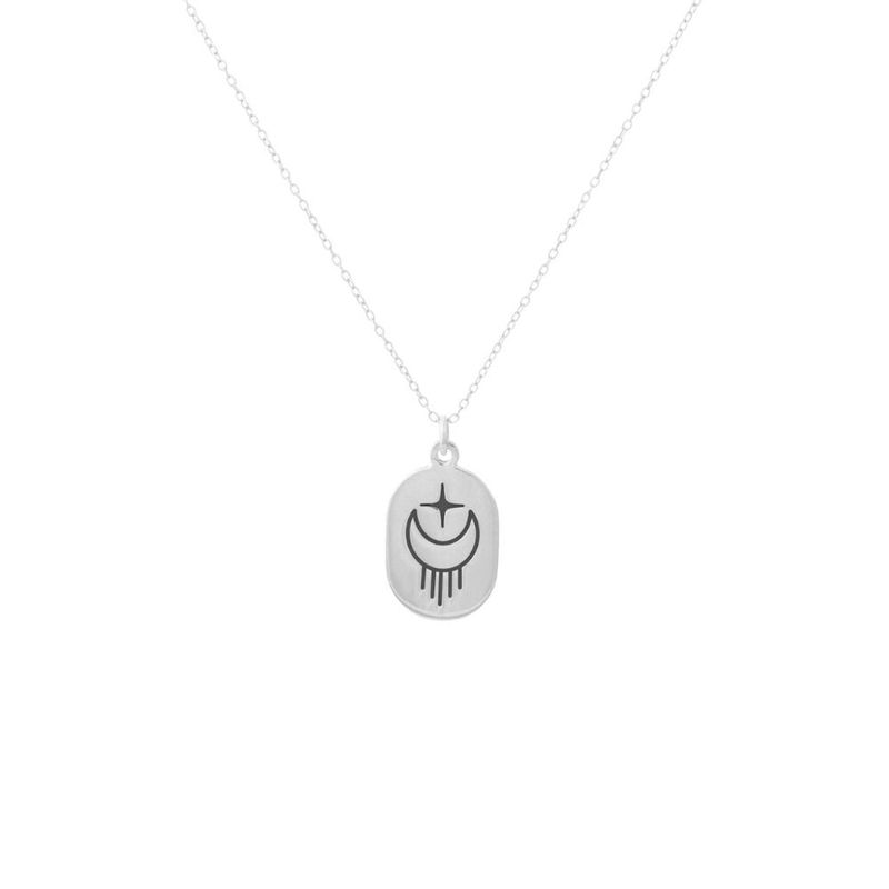 ZAZU - Collar Placa Luna Ovalado
