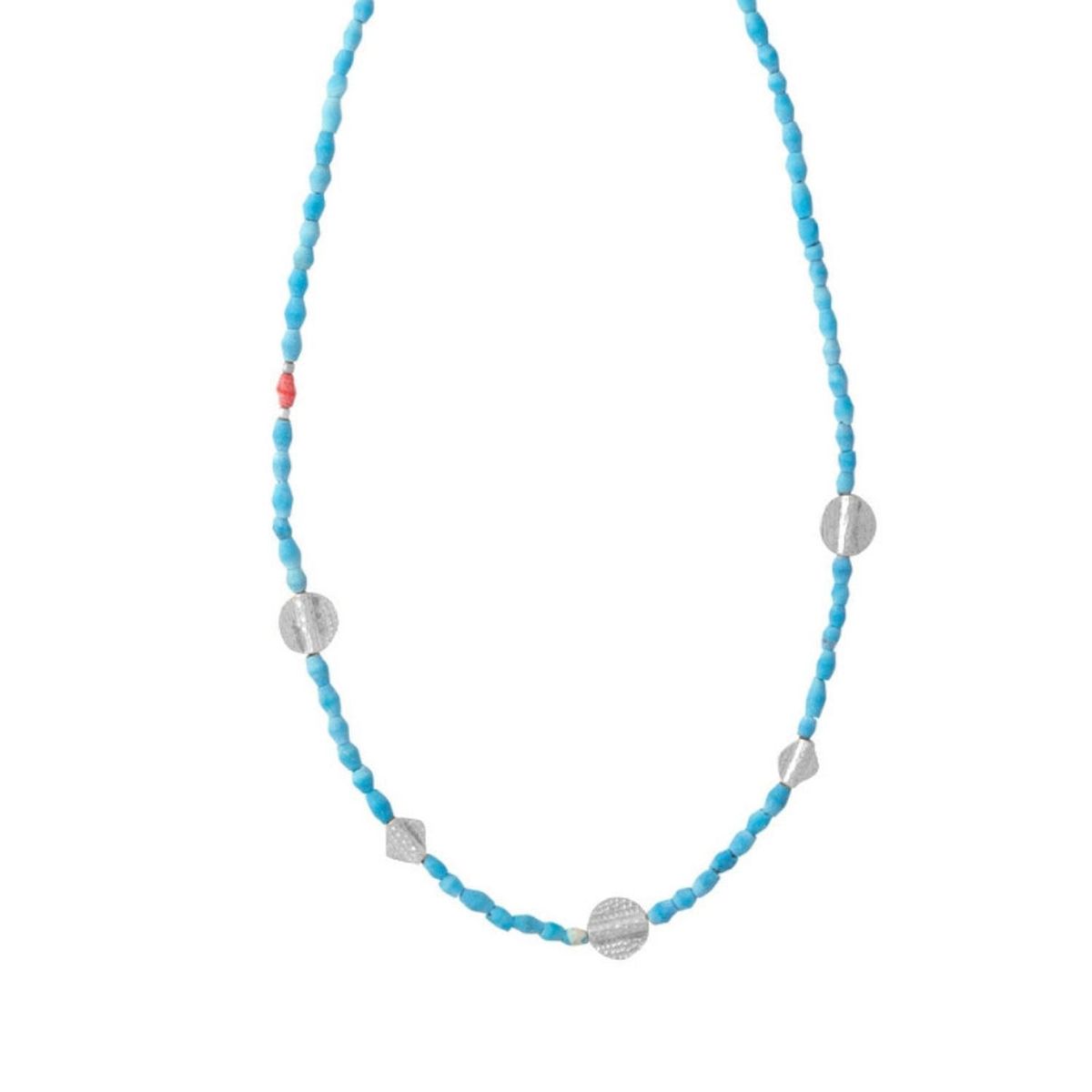 ZAZU - Collar de Turquesa y Coral Plata